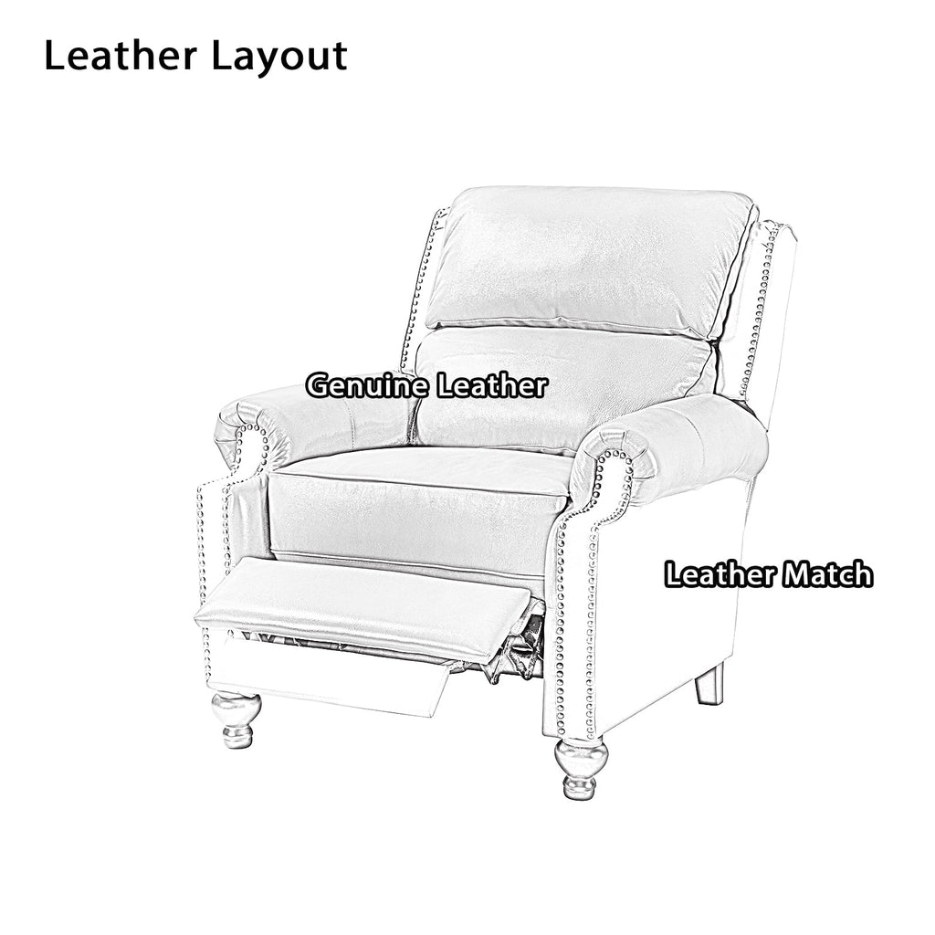 Camel Leather Recliner Chair with Wood Legs K204495