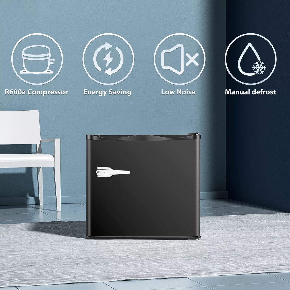 Black 1.2 Cu.ft Mini Upright Freezer E7452