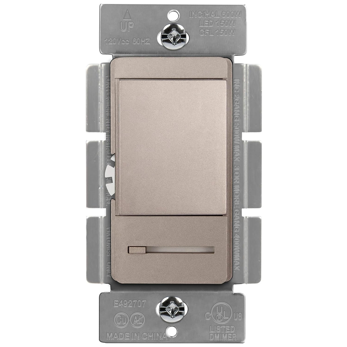 Slide Dimmer Switch with Wall Plate, Single Pole or 3 Way, 150W LED, 6 Pack Z742