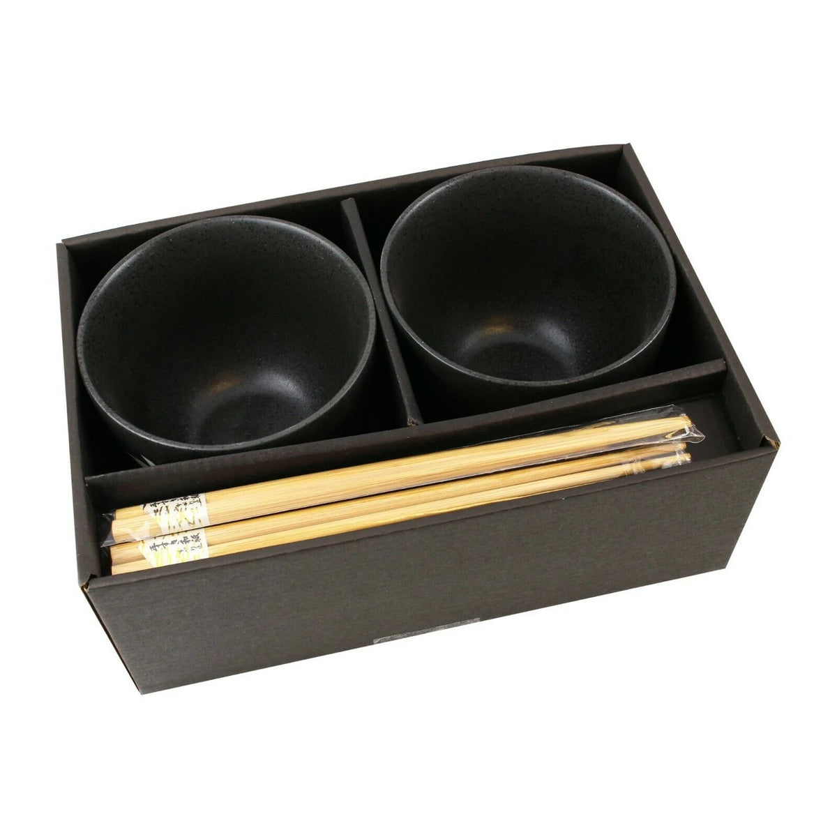 Black Porcelain Dinnerware Set of 2 with Chopsticks Utensils V823926
