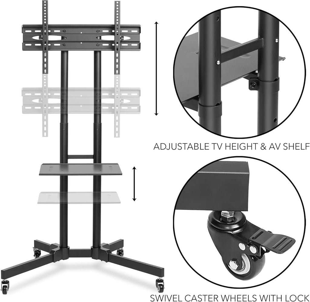 Rolling TV Stand Mobile TV Cart with Wheels T2772