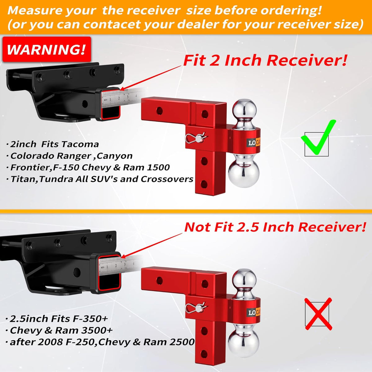 Adjustable Aluminum Trailer Hitch with Double Stainless Steel Pins R974120