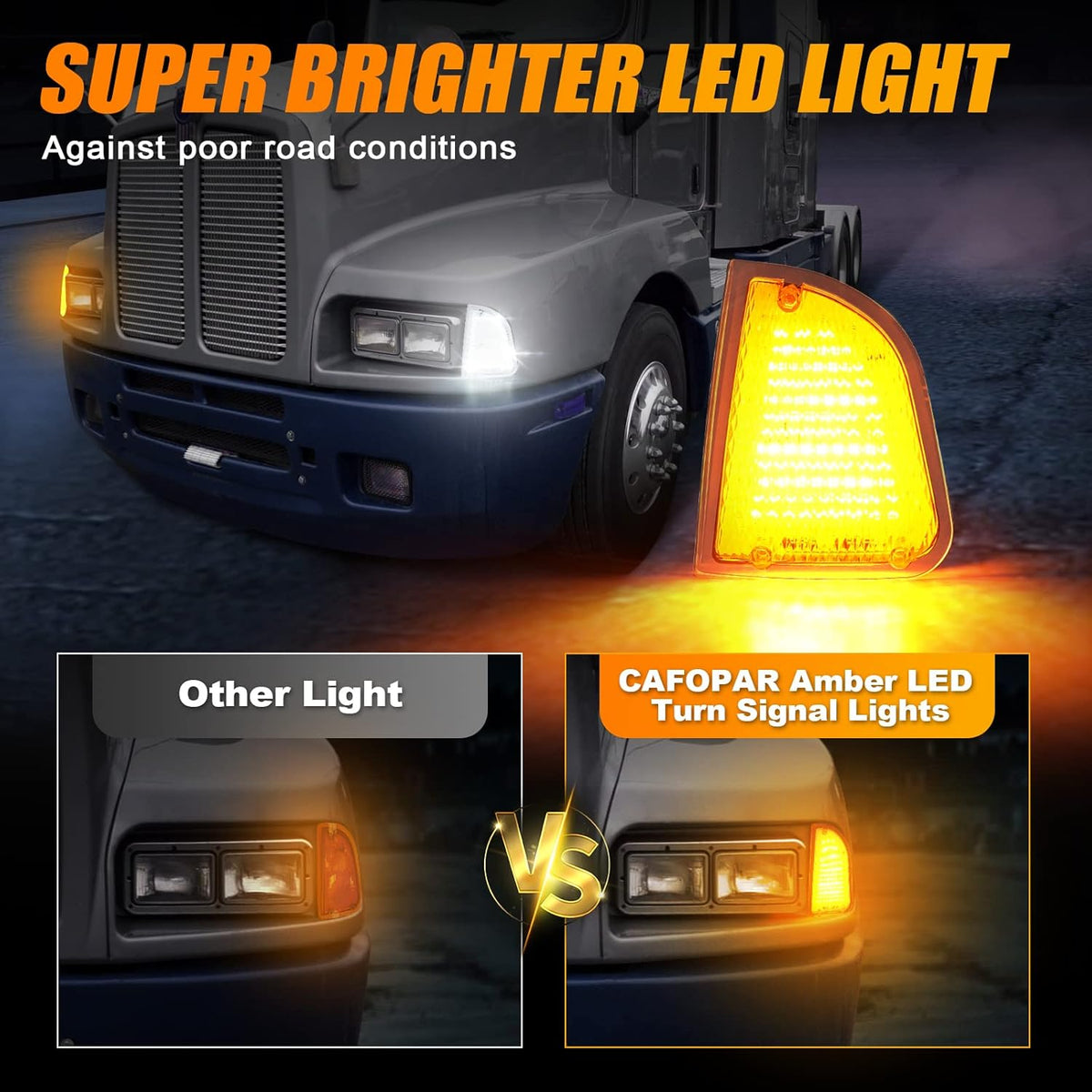 Front LED Turn Signal and Parking Lights Assembly, Amber and White, Clear Lens, Pack of 2 B5542