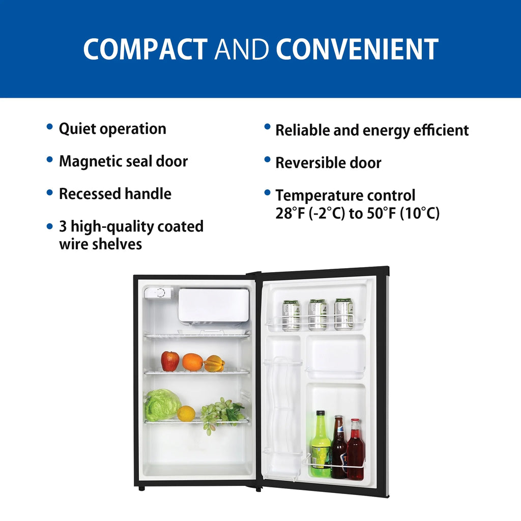 Stainless Steel Compact Fridge with Freezer 4.4 Cu Ft N946018