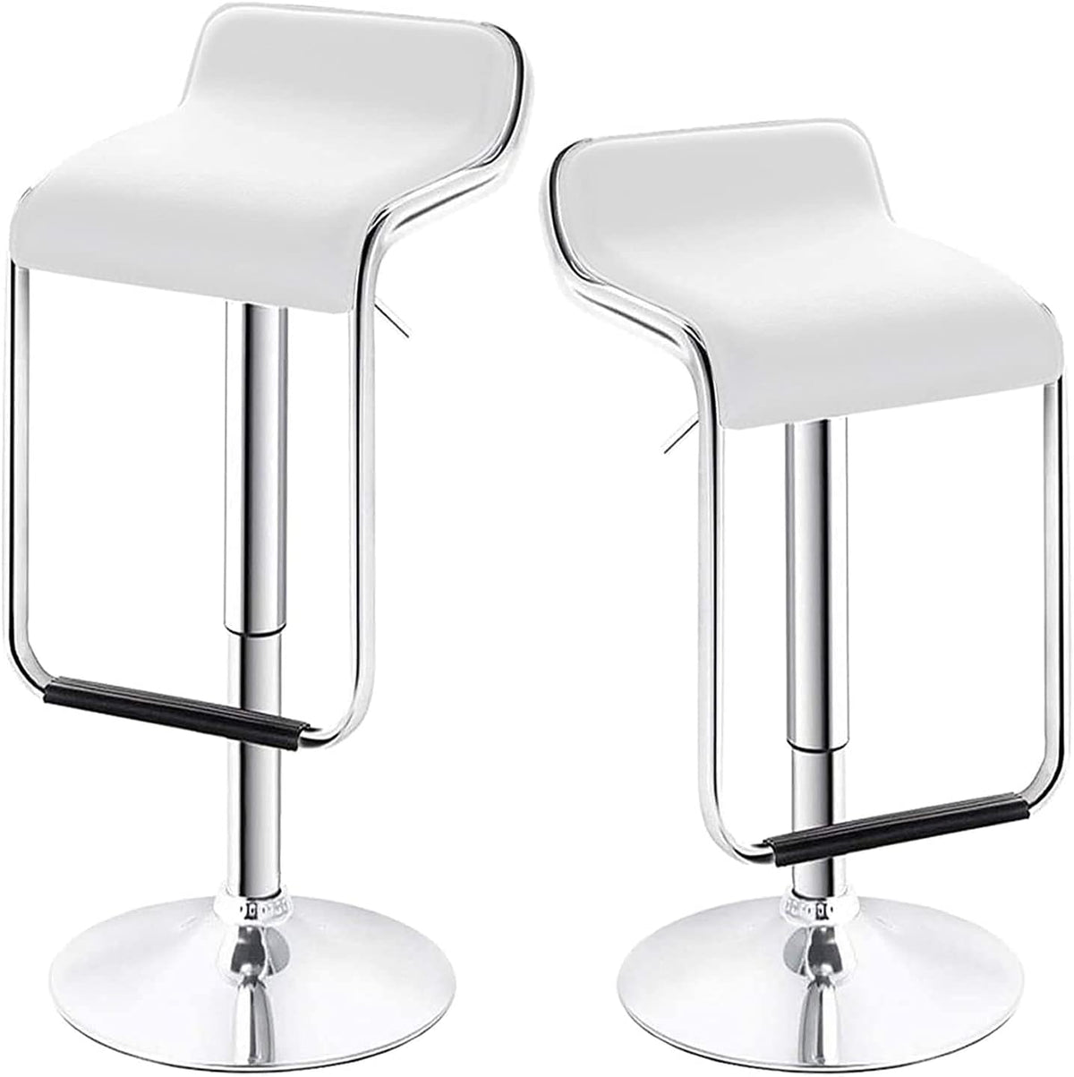 Black Set of 2 Swivel Adjustable Bar Stools with Arms J358613