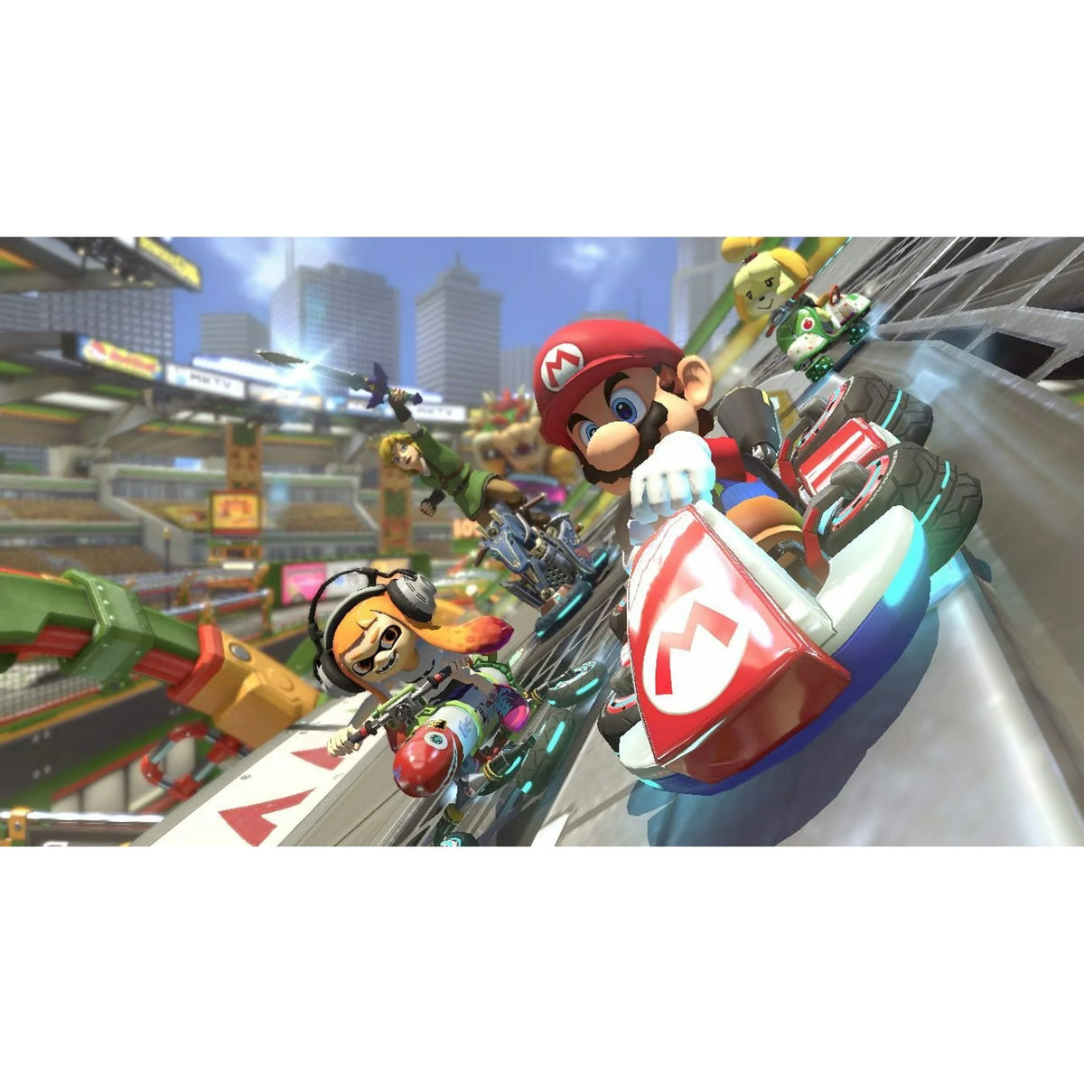 OLED Mario Red Edition Nintendo Switch with Mario Kart 8 Deluxe and Screen Cleaning Cloth Bundle X38770