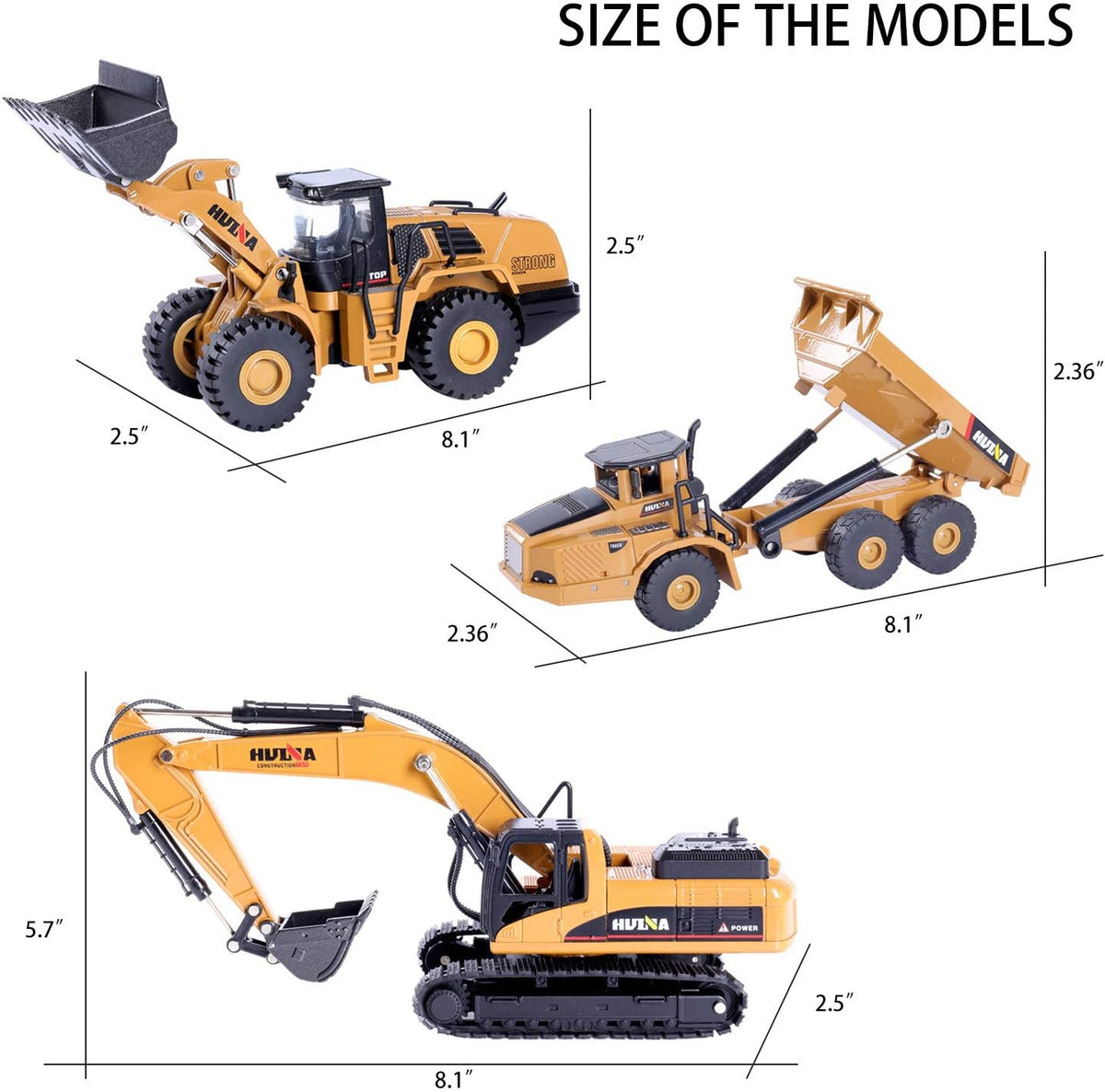 Construction Vehicle Models 1:50 Scale Pack of 3 J876