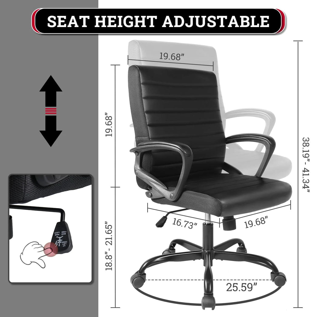Ergonomic Bonded Leather Swivel Office Chair with Armrests L33874