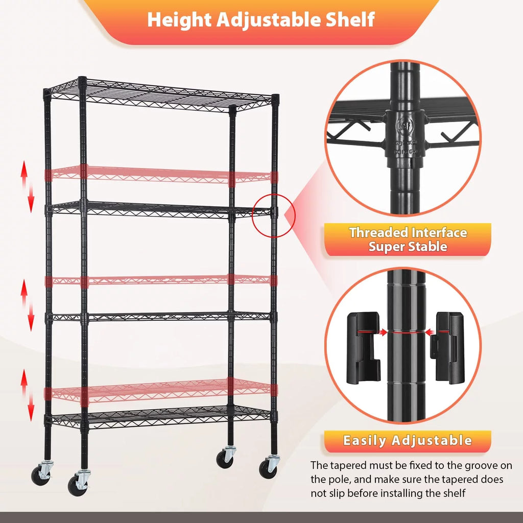 4 Tier Metal Shelving Unit with Wheels Z366