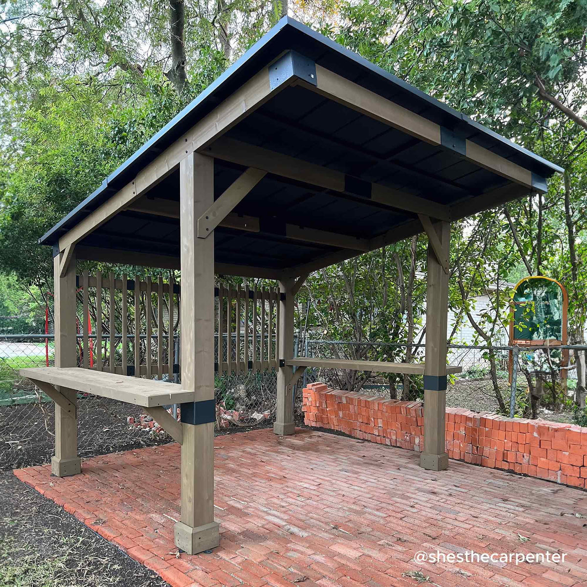 Wooden Grill Gazebo 10 ft. x 11 ft. Cedar Frame with Aluminum Hardtop Roof J743