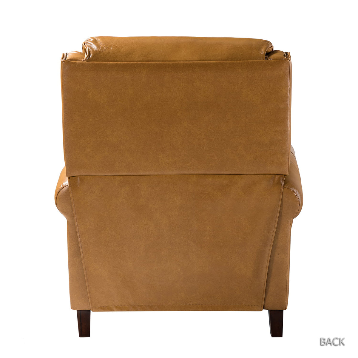 Camel Leather Recliner Chair with Wood Legs K204495