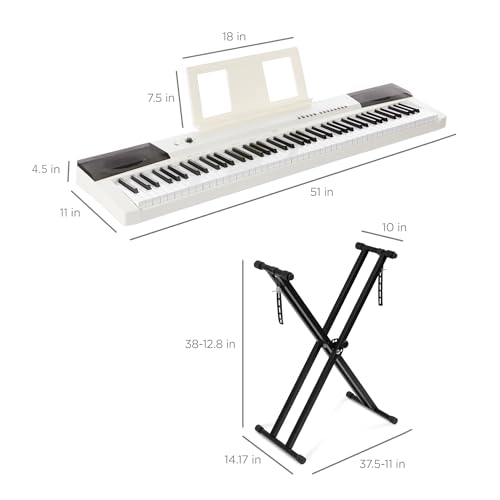 88-Key Full Size Digital Piano Electronic Keyboard Set with Semi-Weighted Keys, Stand, Sustain Pedal, Built-In Speakers - Black C5993