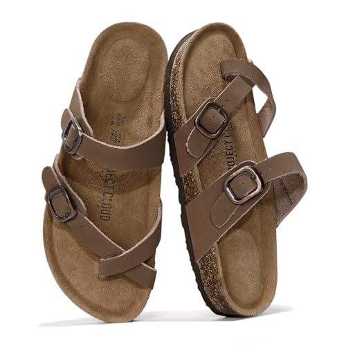 Genuine Leather Womens Sandals with Cork Footbed C6756