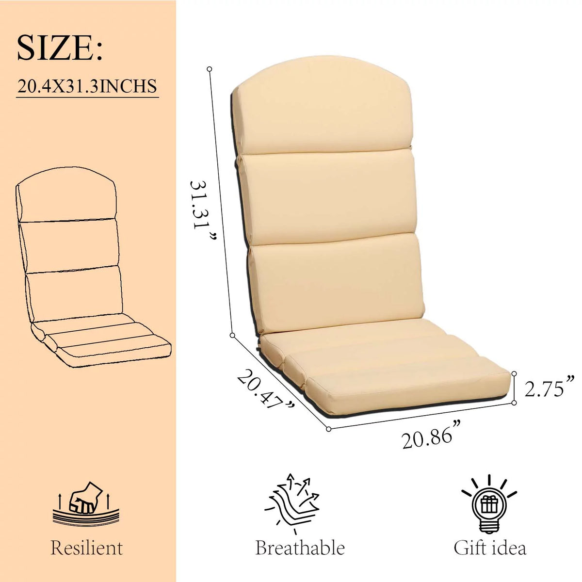 High-Back Olefin Fabric Patio Cushion Set of 2 R850575