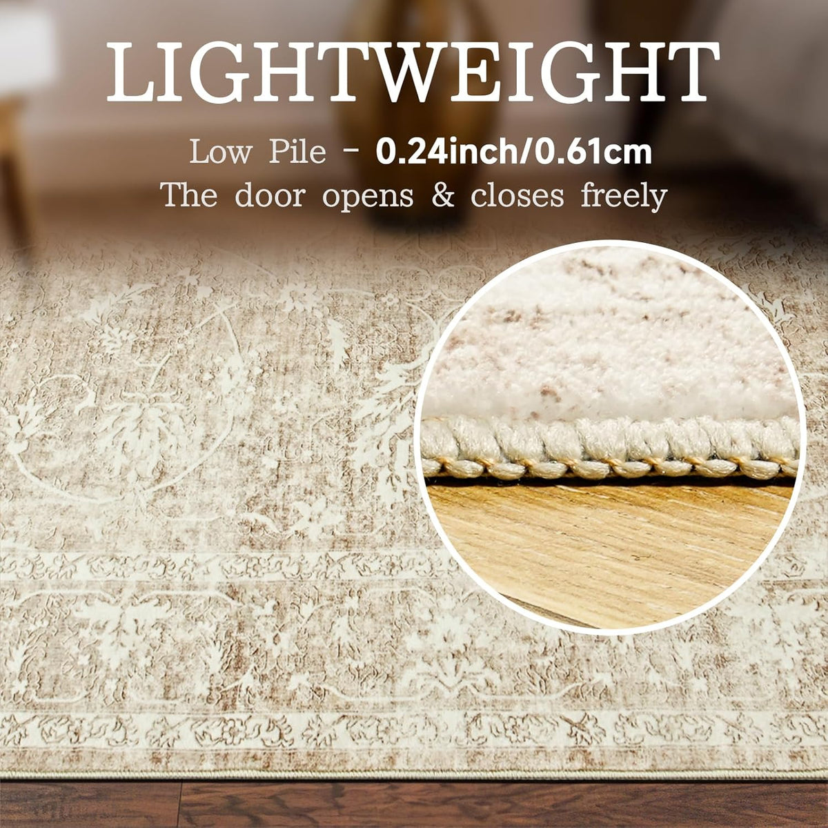 Beige/Brown 5x7 Non Slip Washable Area Rug B848