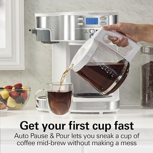 12 Cup Programmable Drip Coffee Maker & Single Serve Machine, Glass Carafe, White E6714