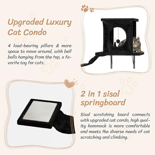Black 7-in-1 Wall Mounted Cat Climber Set P7673