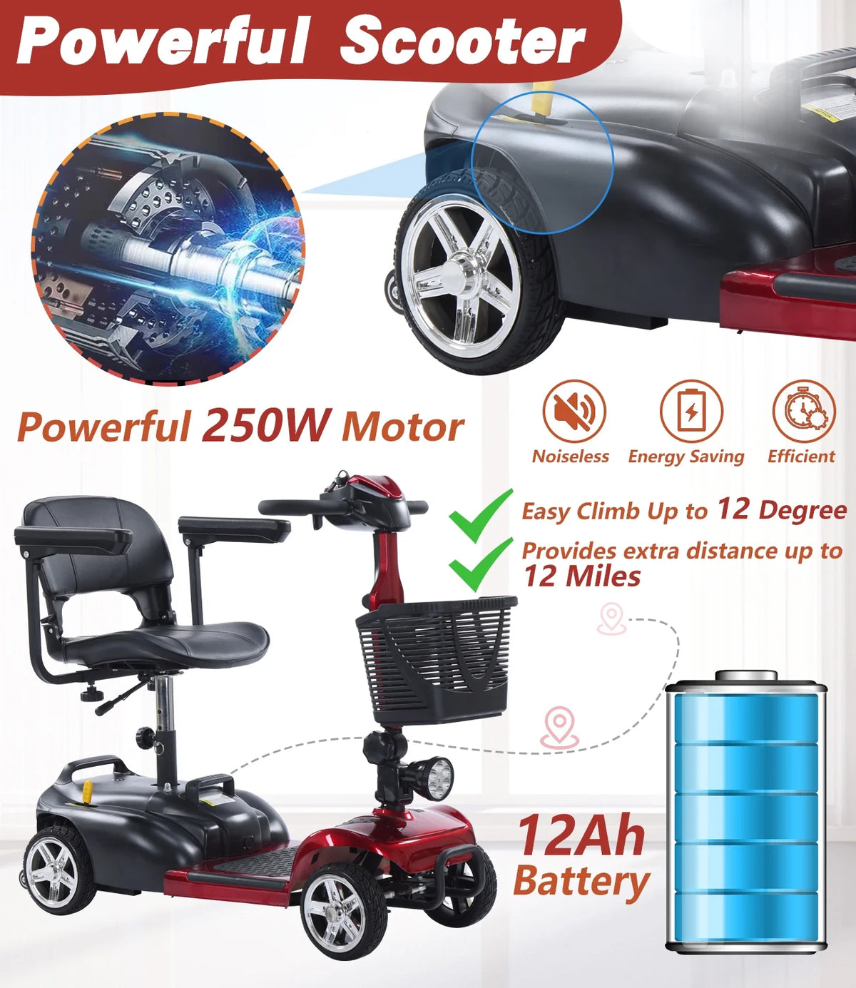 4 Wheel Electric Powered Mobility Scooter T4503