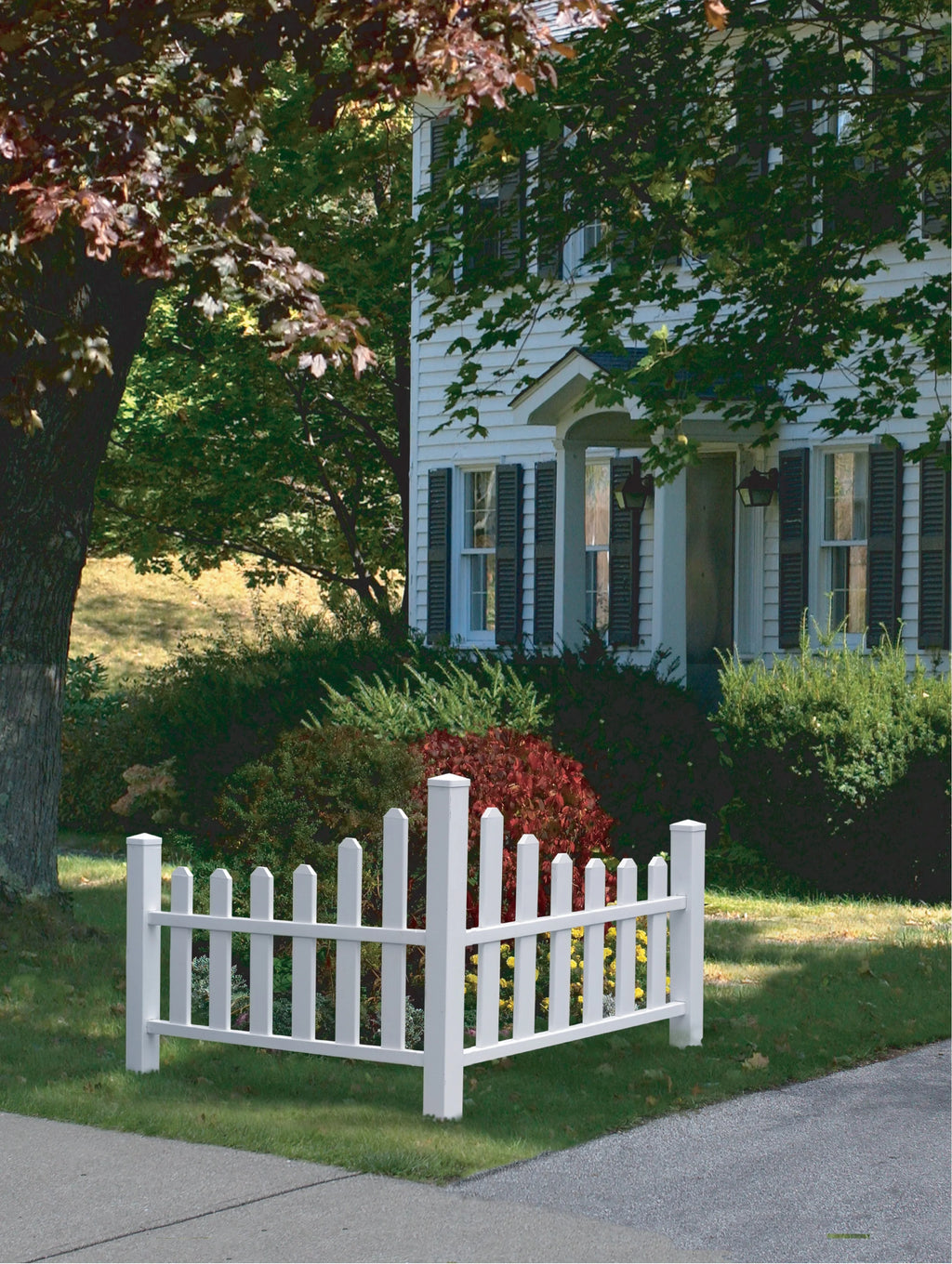 White Vinyl Corner Picket Fence Accent O254724