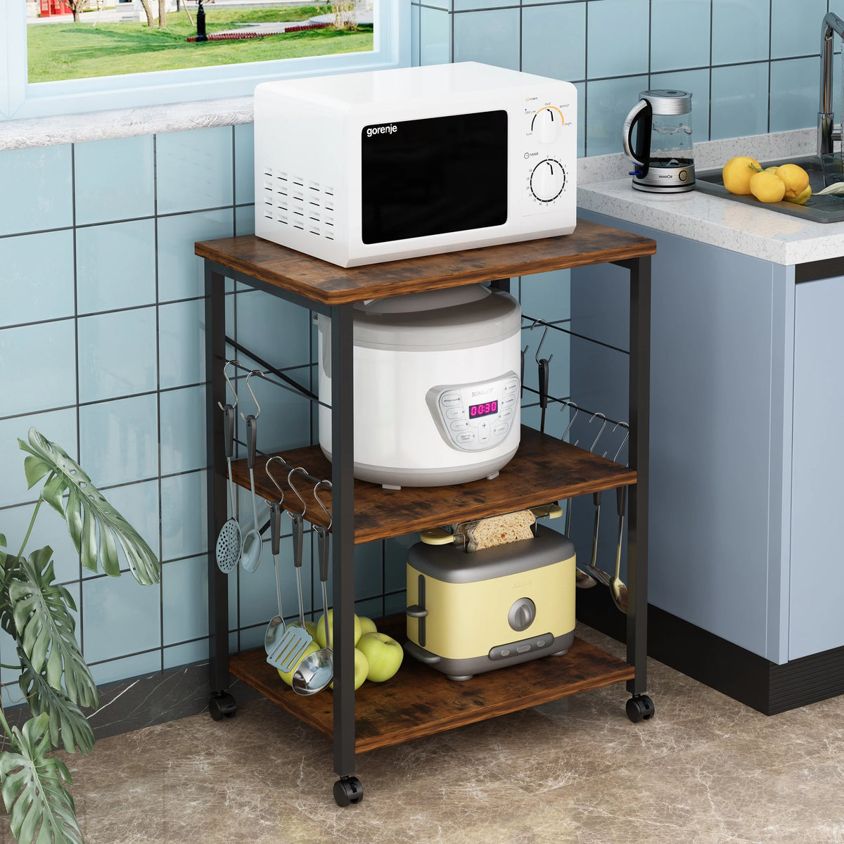 3-Tier Rolling Kitchen Cart with Metal Frame H23912