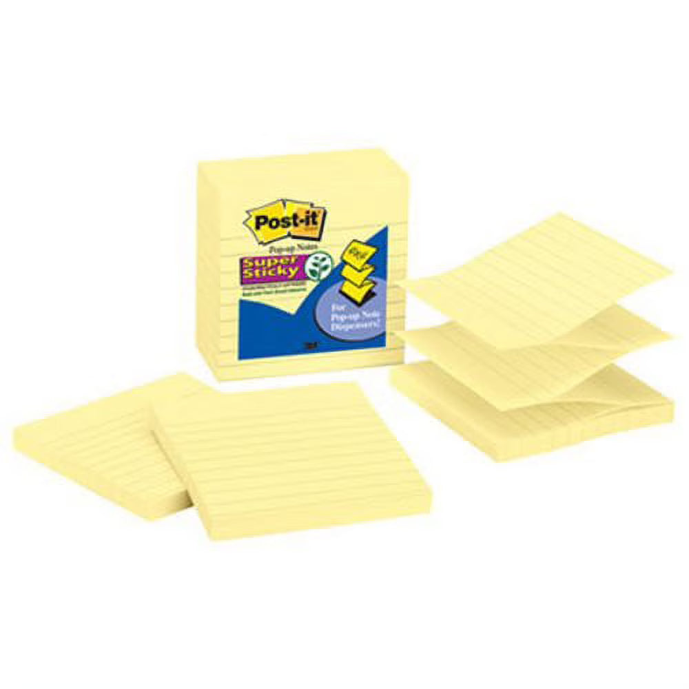 Yellow Lined Pop-Up Notes Refill, 5 Pads Q343