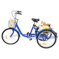 Blue 26 Wheels 7 Speed Adult Tricycle with Baskets Q129