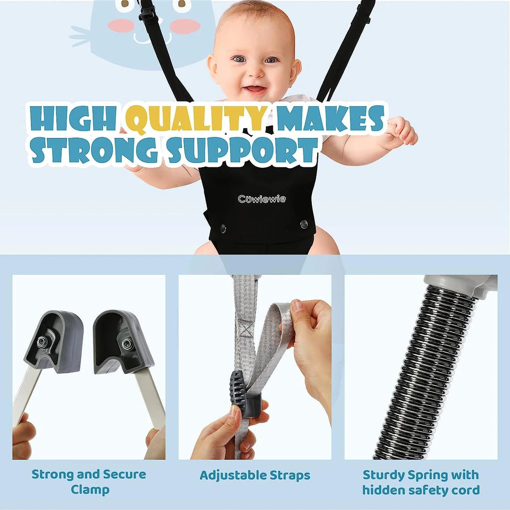 2 in 1 Baby Door Jumper, Adjustable Strap and Seat, Black R156