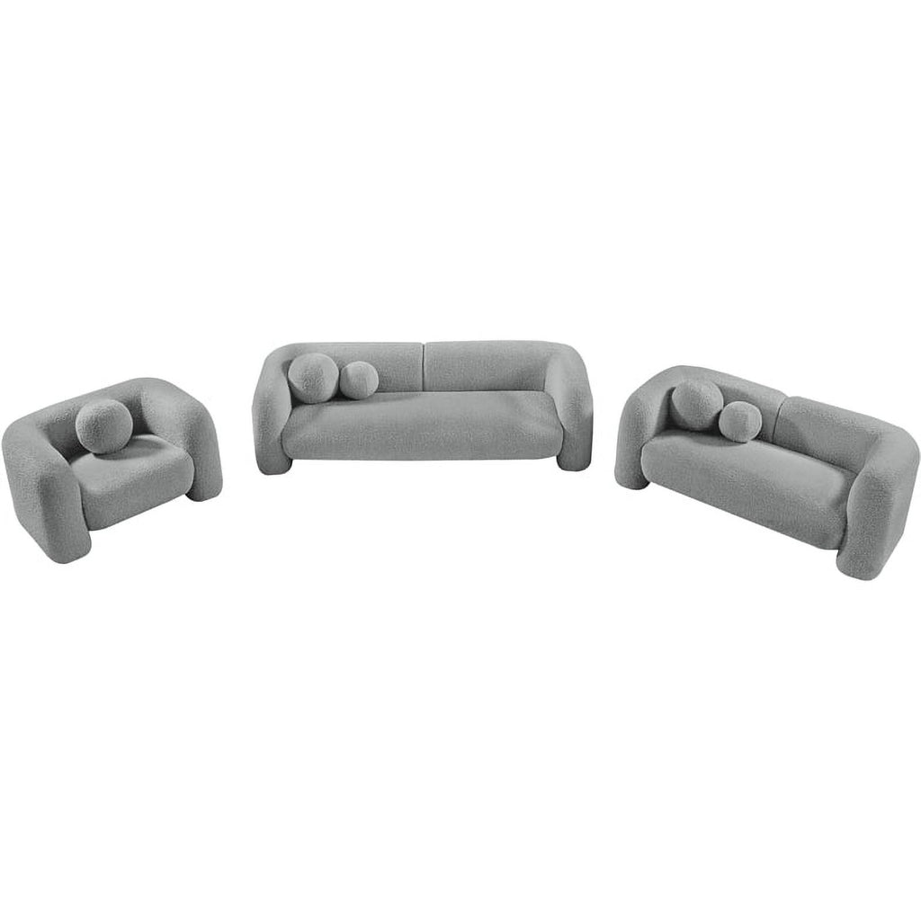 Grey Boucle Fabric Loveseat R54794