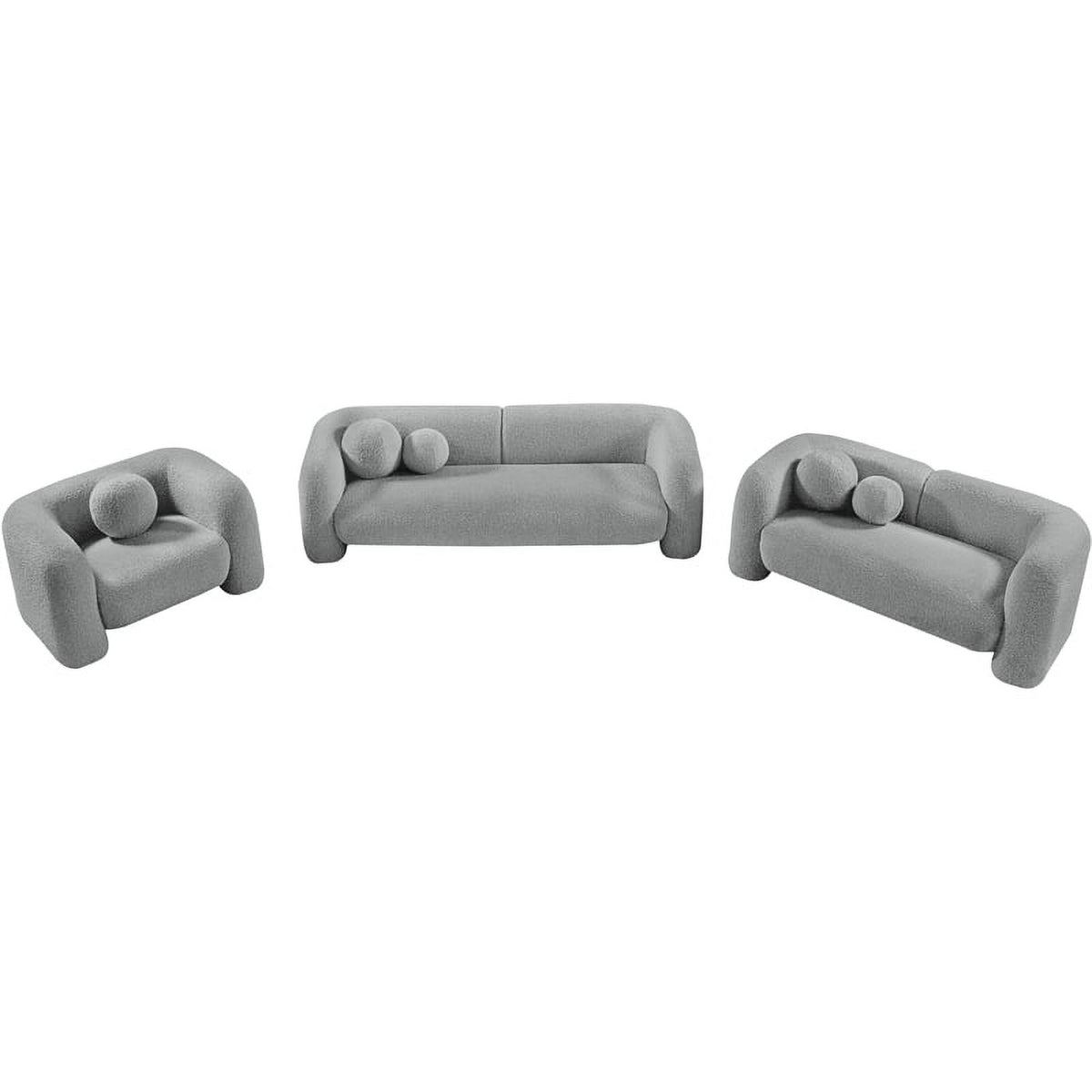 Grey Boucle Fabric Loveseat R54794