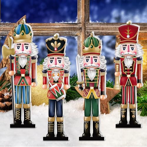 Christmas Wooden Nutcracker Table Centerpieces 4Pcs O415