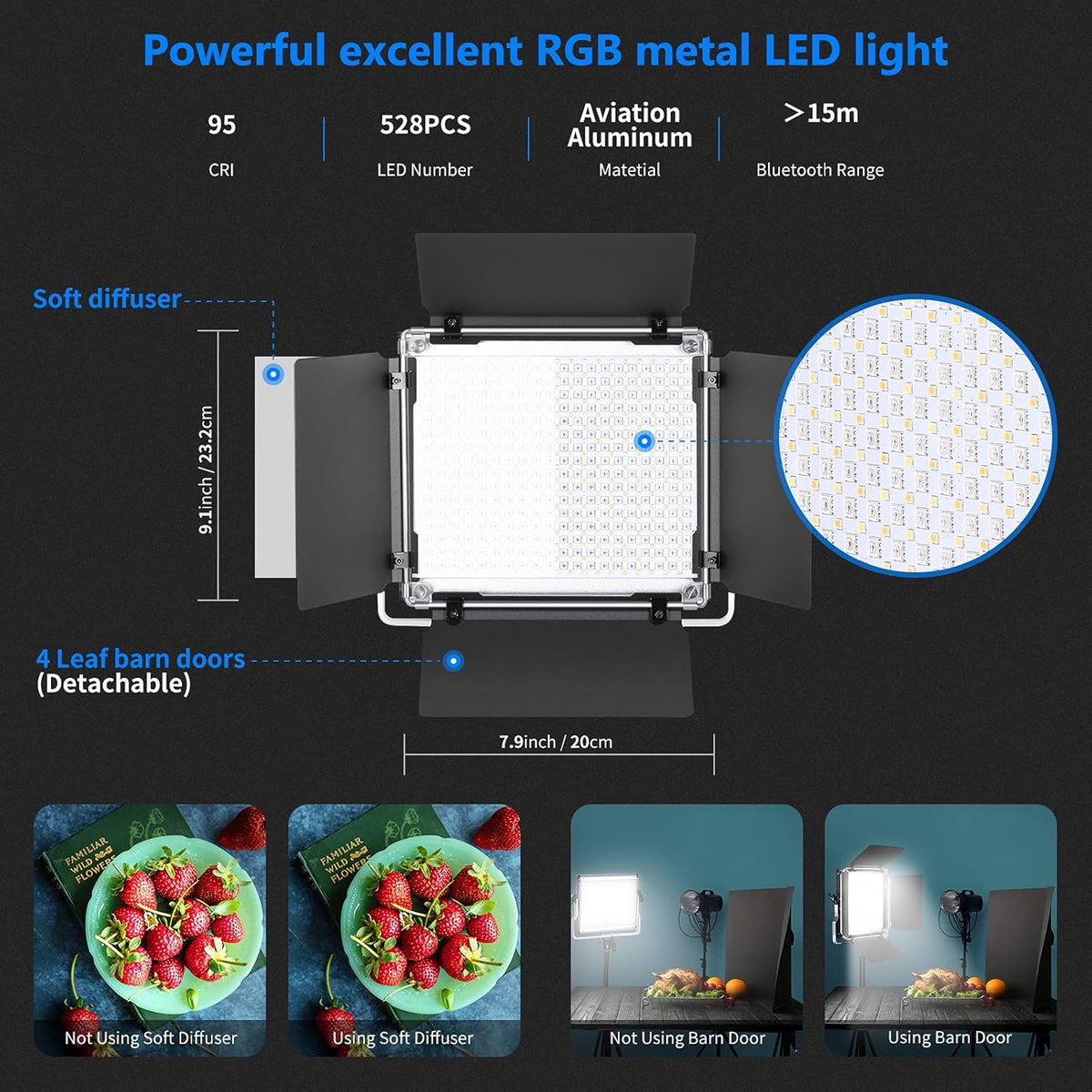 2 Packs RGB Led Light with Stands and Bag P850571