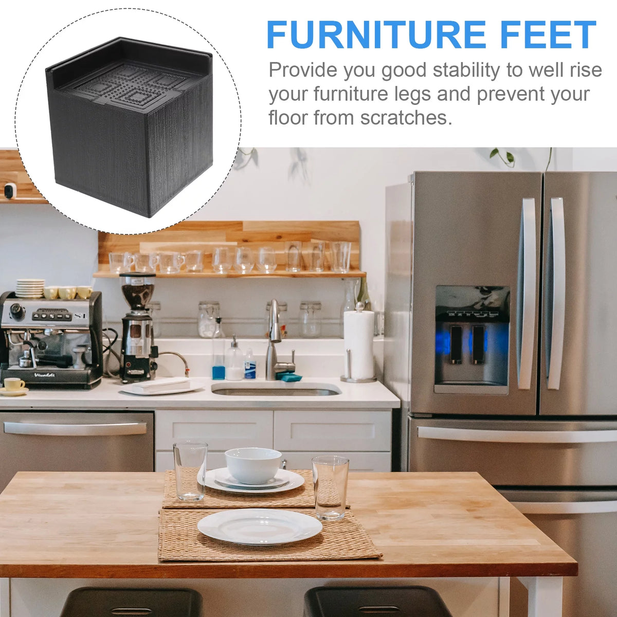 4pcs Square Rubber Furniture Risers P23043