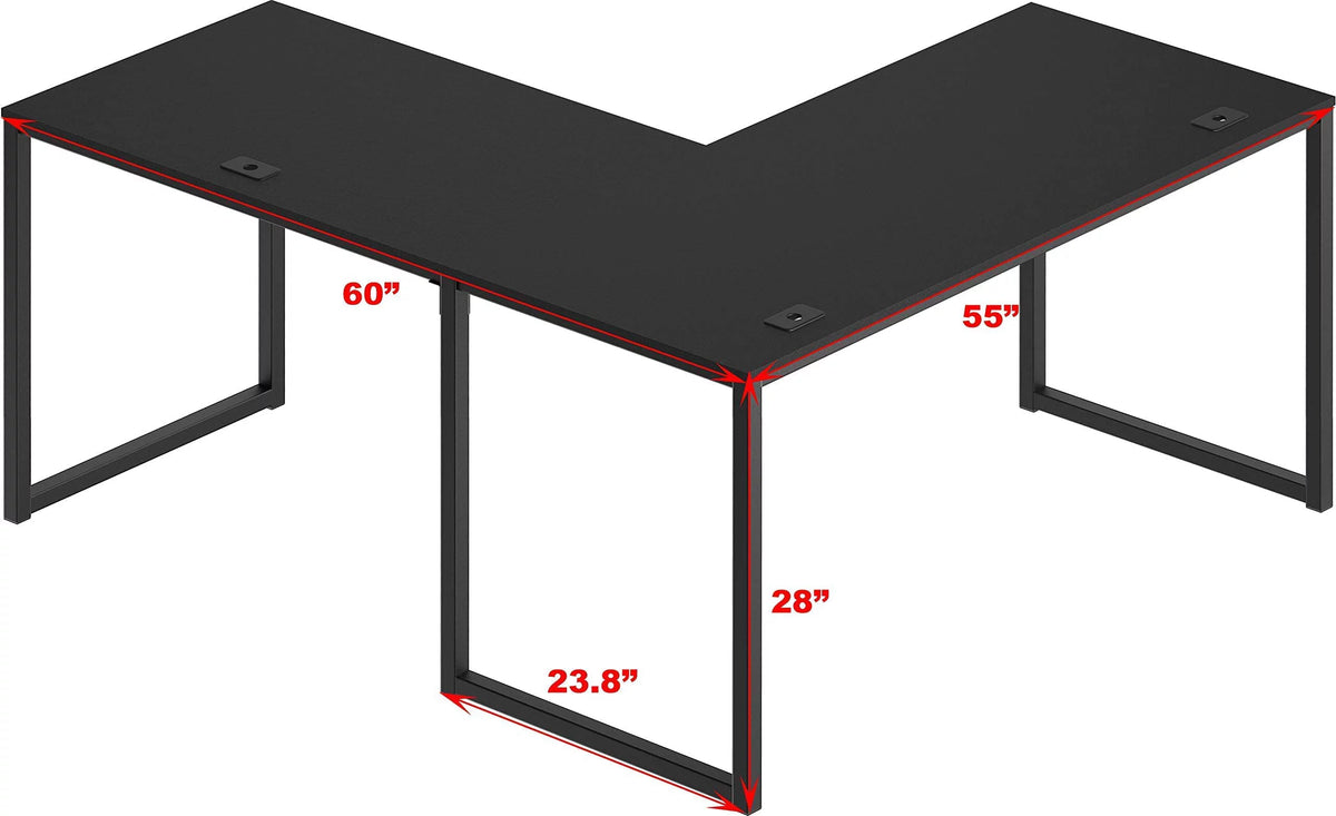 Black L-Shaped Corner Desk V7285