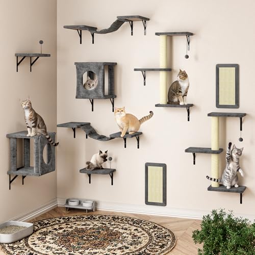 Black 7-in-1 Wall Mounted Cat Climber Set P7673