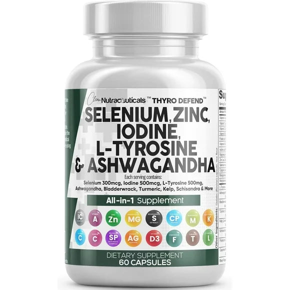 Selenium Zinc Iodine L Tyrosine Ashwagandha 60 Capsules W24189