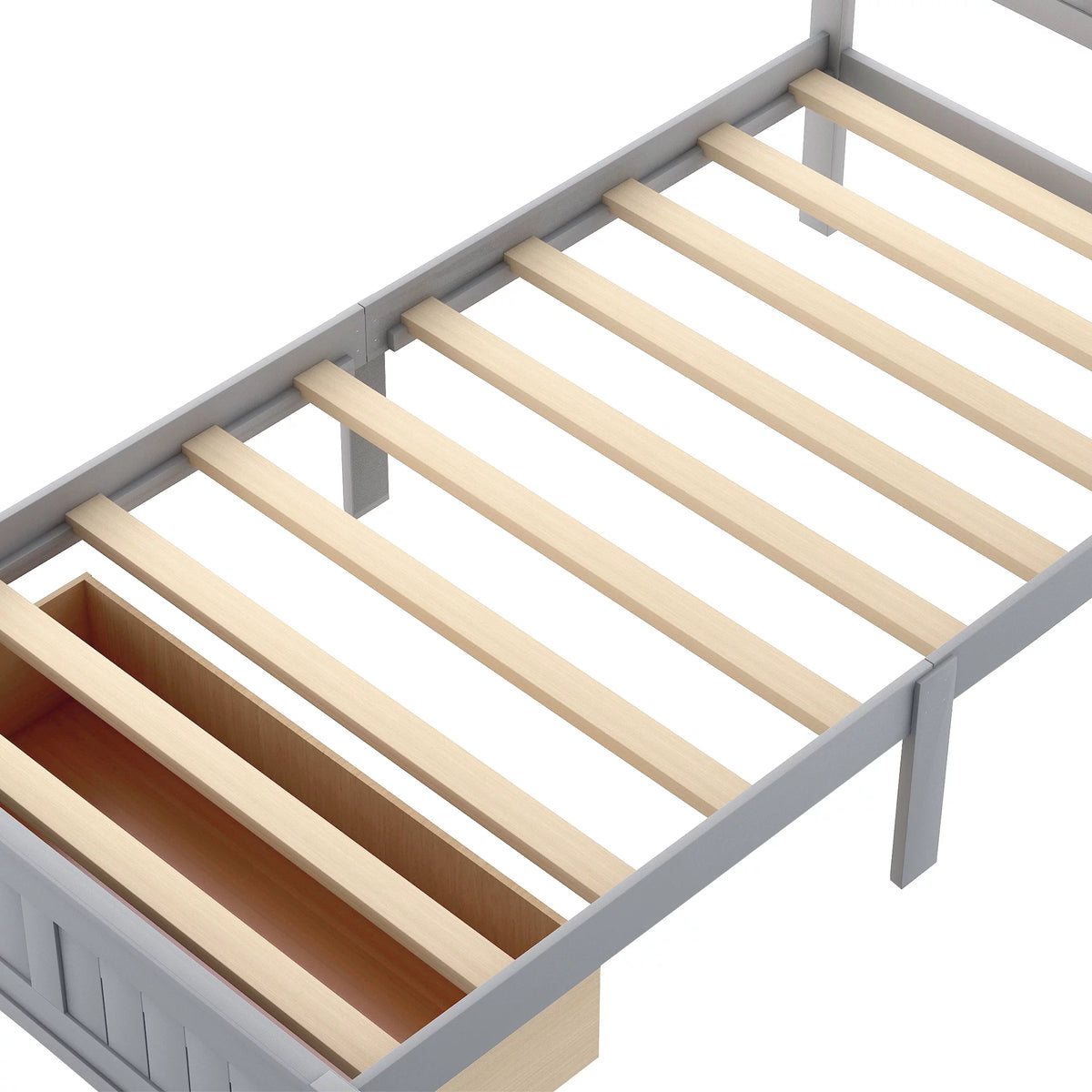 Twin Wood Platform Bed with Headboard & Storage Drawer R86045