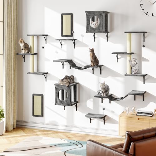 Black 7-in-1 Wall Mounted Cat Climber Set P7673