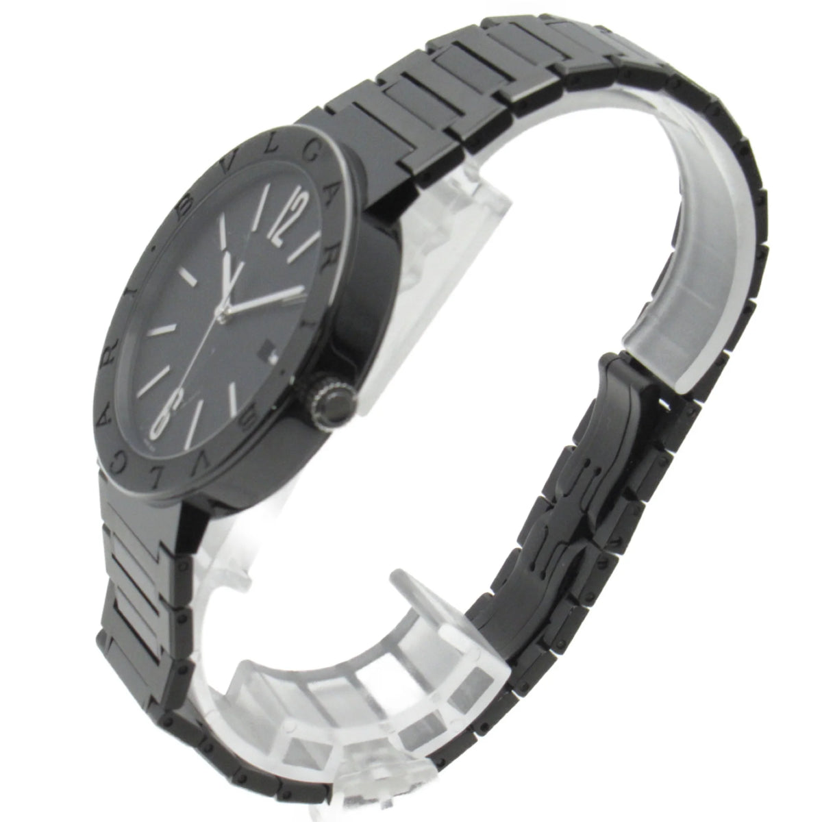 Pre-Owned Black Stainless Steel Mechanical Automatic Wrist Watch W5424