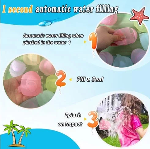12 PCS Reusable Water Balloons with Mesh Bag W89800