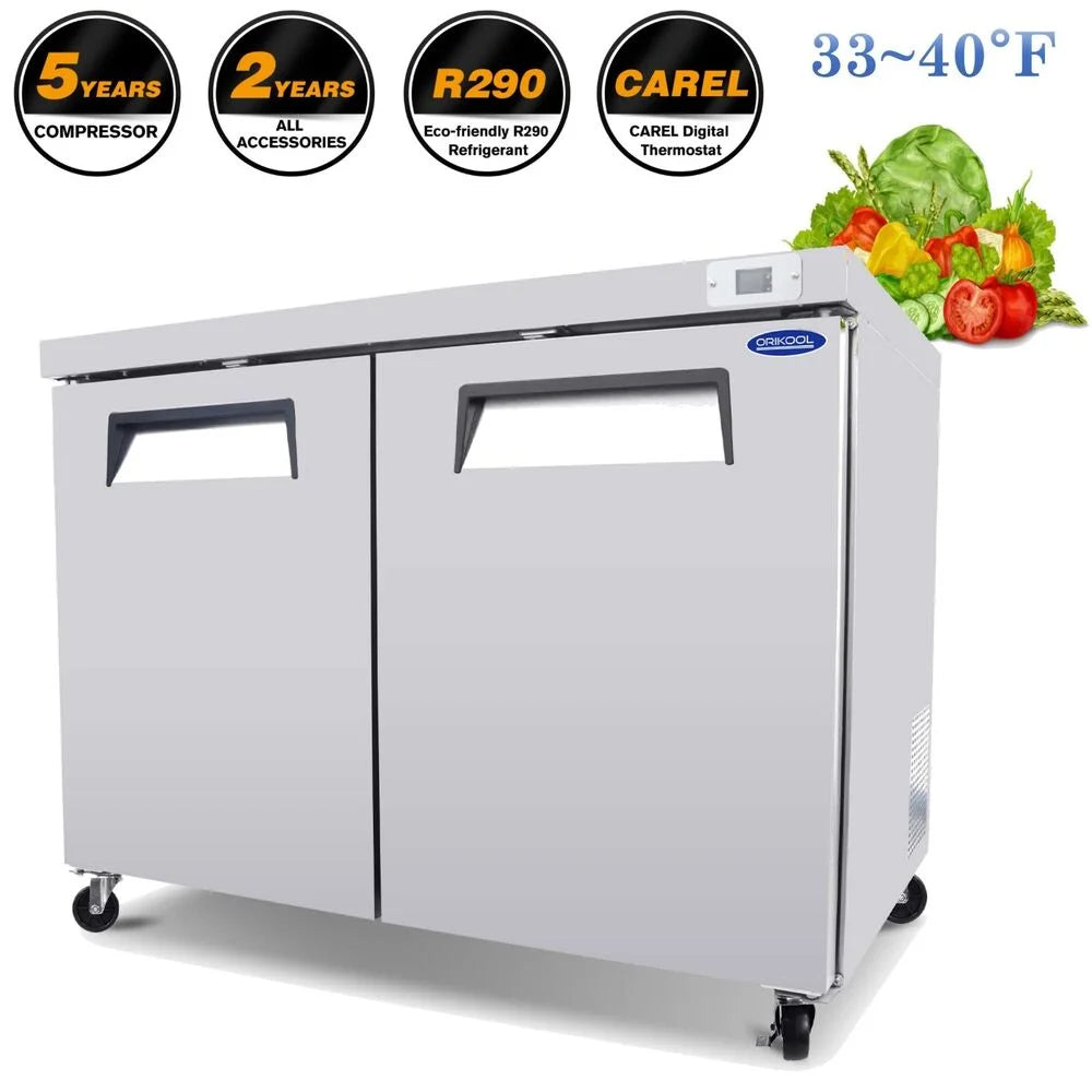 48" Undercounter Worktop Refrigerator Prep Table 14 Cu.Ft 2 Door L744070