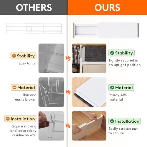 8 Pack 5" High Adjustable Drawer Dividers W7727