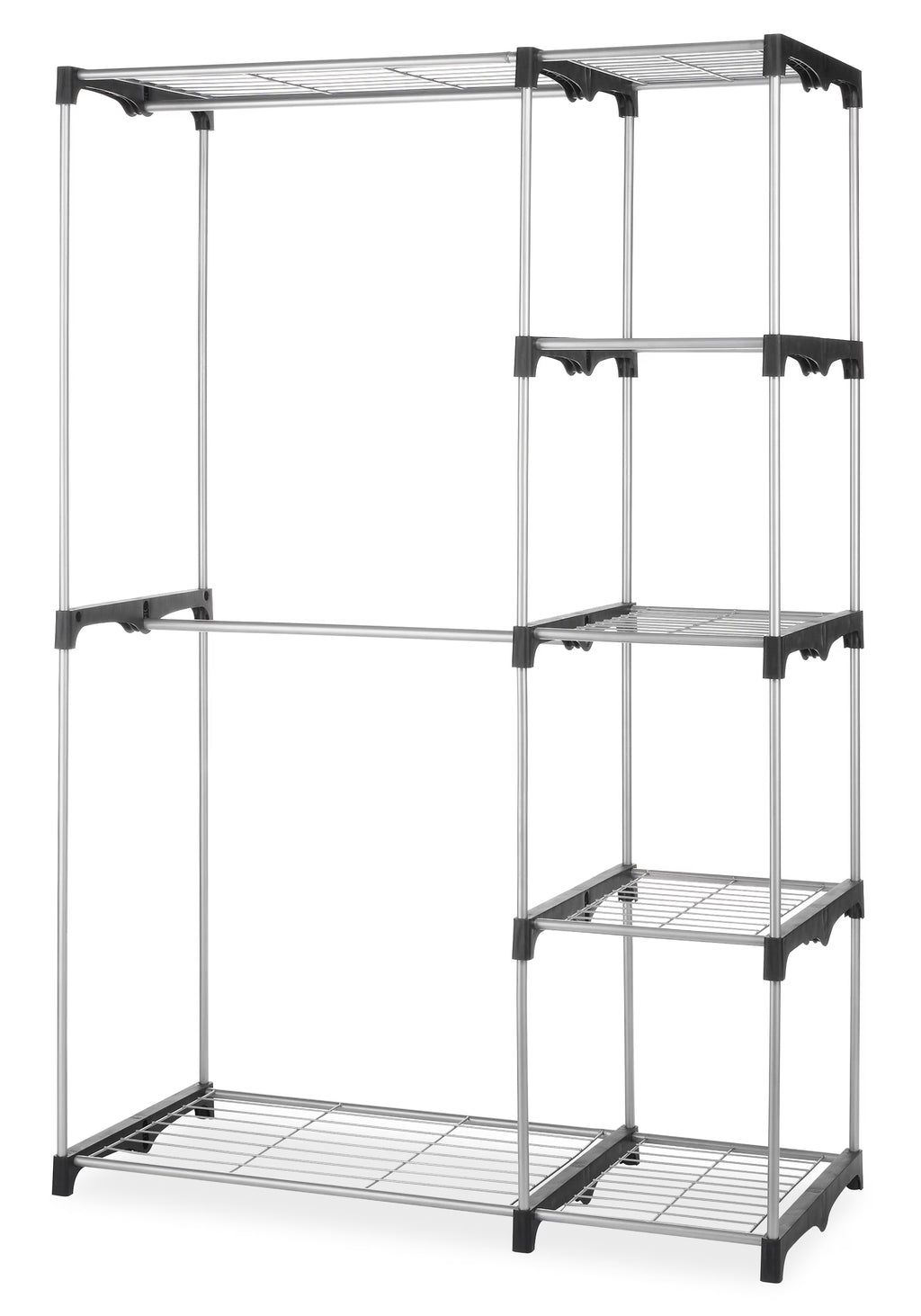 Silver and Black Double Rod Closet System T464871