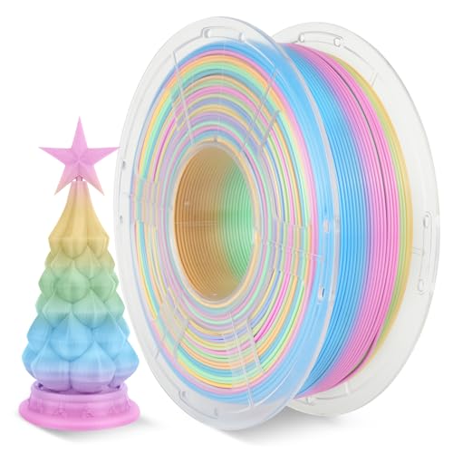 Silk Rainbow PLA+ 3D Printer Filament, Multicolor, 1kg E19126