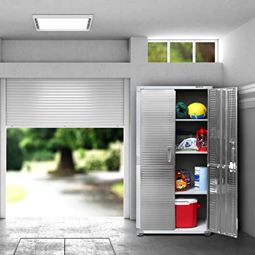 Solid Steel Lockable Metal Storage Cabinet with Adjustable Shelves, 48" W x 24" D x 72" H P15761