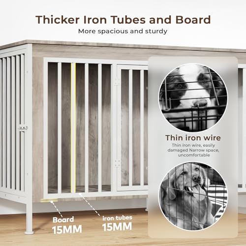 78 Inch Extra Large Double Dog Kennel Furniture with Removable Divider C352419