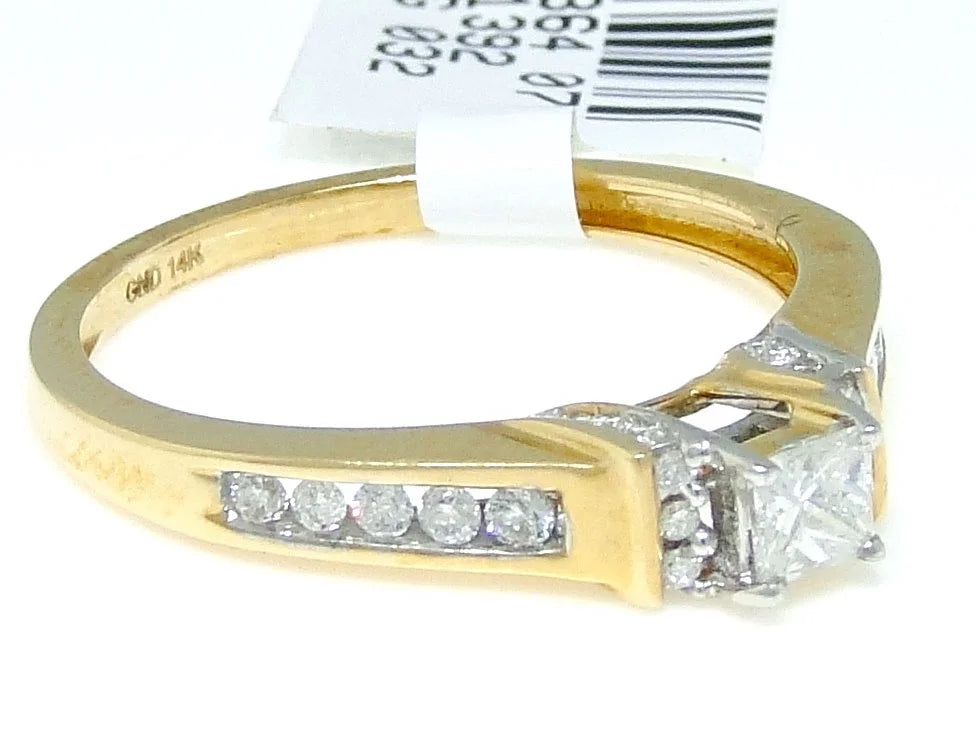 14k Yellow Gold Princess Cut Diamond Ring 0.38Ct O486393