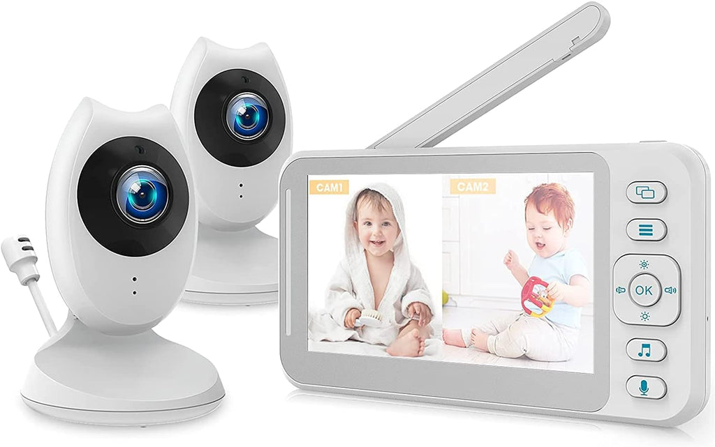 Video Baby Monitor with 2 Cameras and 4.3inch LCD Split Screen W664277