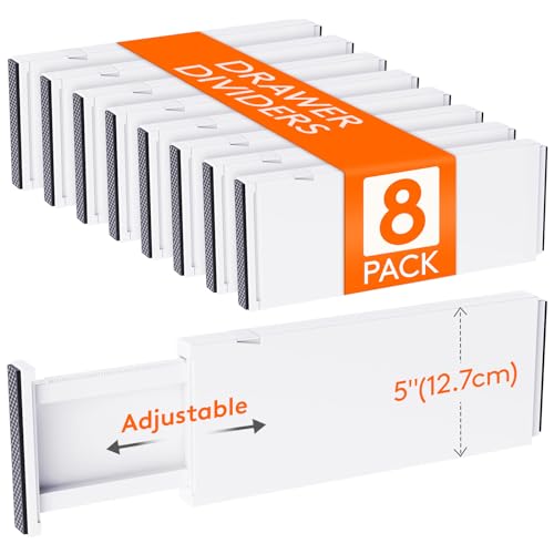8 Pack 5" High Adjustable Drawer Dividers W7727