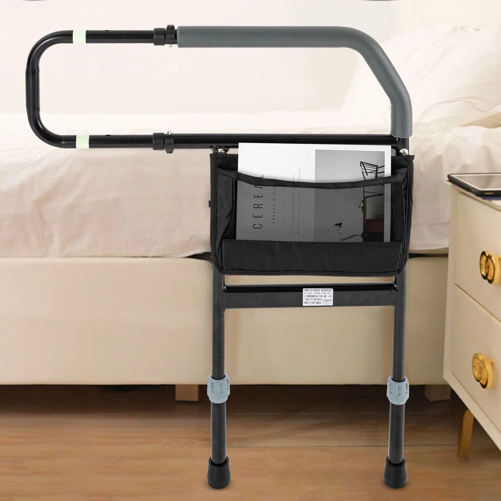 Black Adjustable Bed Side Rail with Storage Pocket J47754