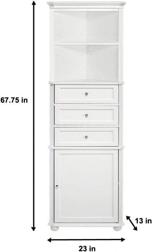 White 3 Drawer Linen Bath Cabinet T791